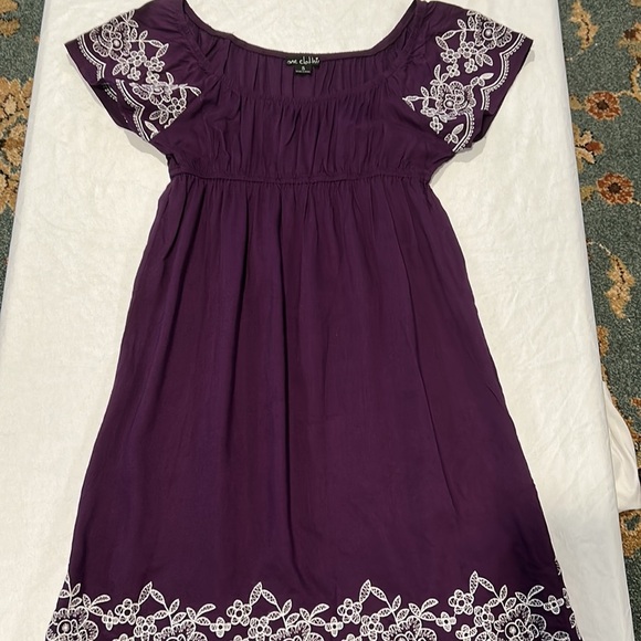 One Clothing Small Dress Purple and White Stitching New Elastic Neck and Waist - Picture 6 of 7